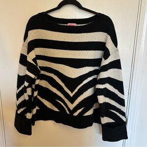 Kate Spade Zebra Patterned Sweater in Black and Cream